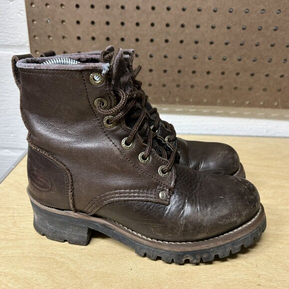 Skechers 7025 Logger Boots Brown Lace Up Women’s Size 7 Soft Toe Leather - Picture 4 of 10